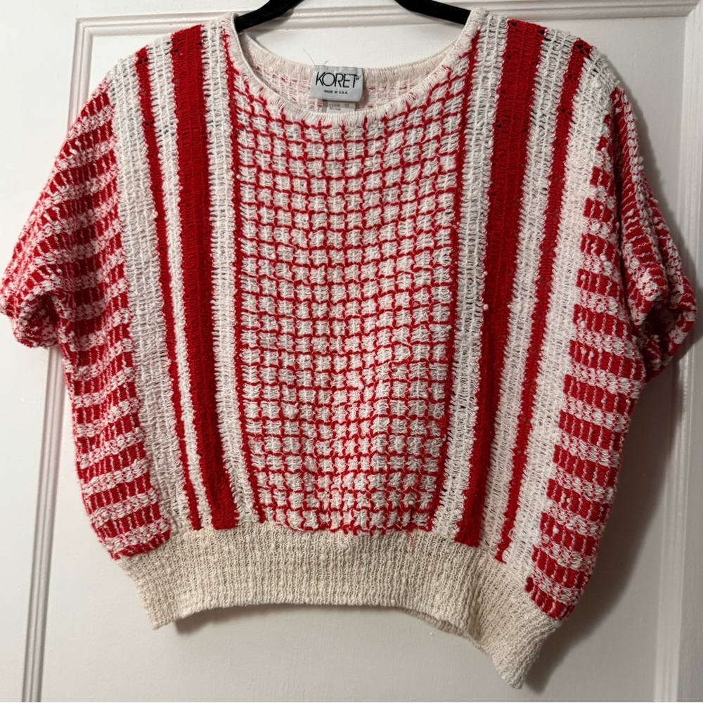 Vintage Knit Red and White Sweater Tee